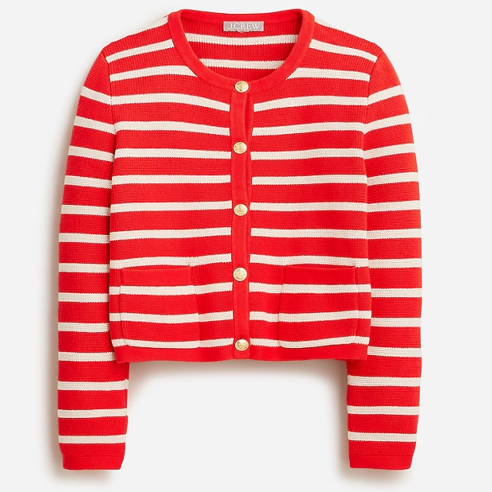NEW J.Crew Emilie Sweater Lady Jacket in Red - Orange Stripe